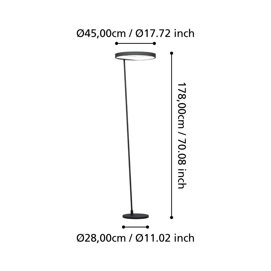 Eglo - LED Lampa podłogowa ściemnialna LED/23W/230V 3000K czarny