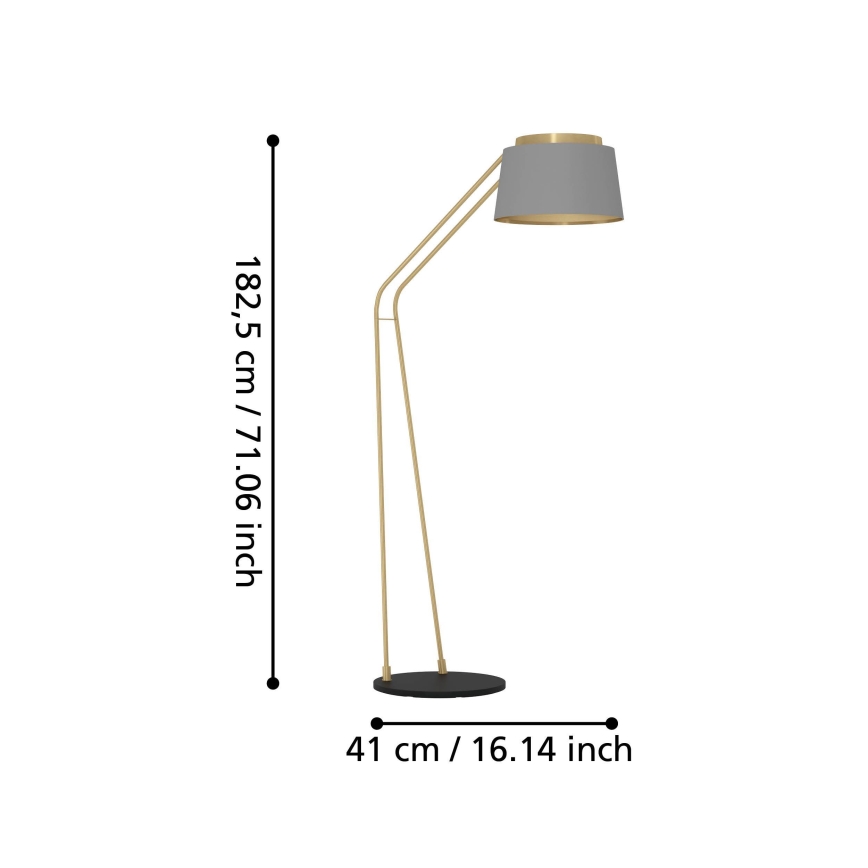 Eglo - Lampa podłogowa 1xE27/40W/230V szara/złota