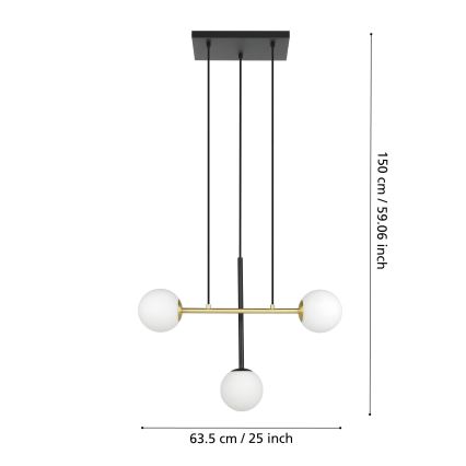 Eglo - Żyrandol na lince 3xE14/40W/230V złoty/czarny