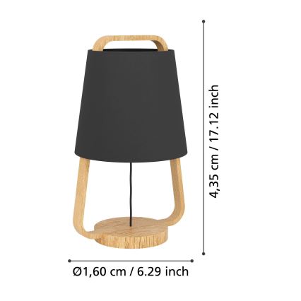 Eglo - Lampa stołowa 1xE27/40W/230V czarna