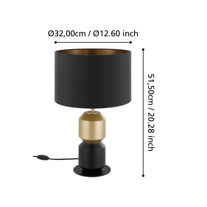 Eglo - Lampa stołowa 1xE27/40W/230V czarny/złoty