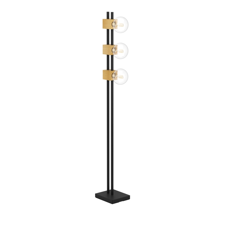 Eglo - Lampa podłogowa 3xE27/40W/230V czarny/brązowy