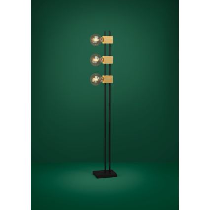 Eglo - Lampa podłogowa 3xE27/40W/230V czarny/brązowy