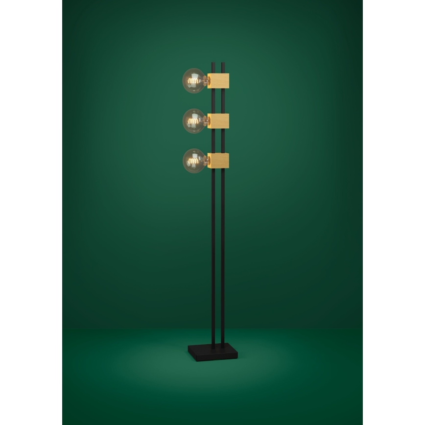 Eglo - Lampa podłogowa 3xE27/40W/230V czarny/brązowy