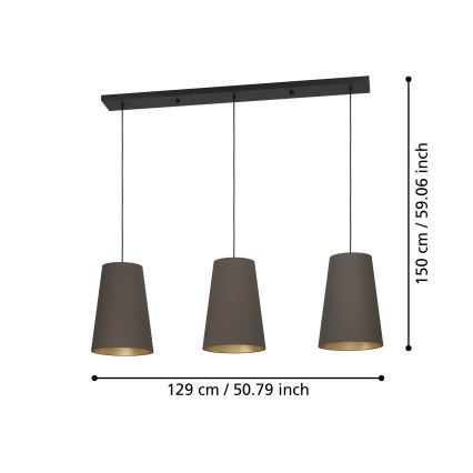Eglo - Żyrandol na lince 3xE27/40W/230V brązowy