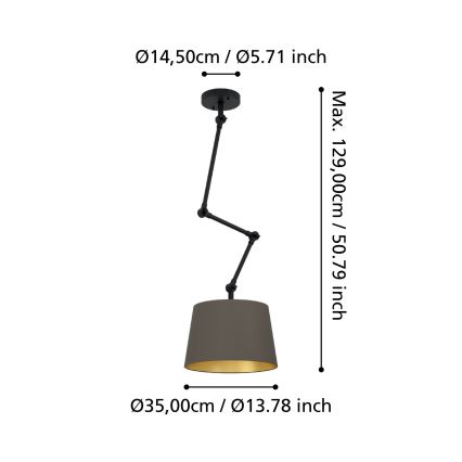 Eglo - Żyrandol na drążku 1xE27/40W/230V brązowy