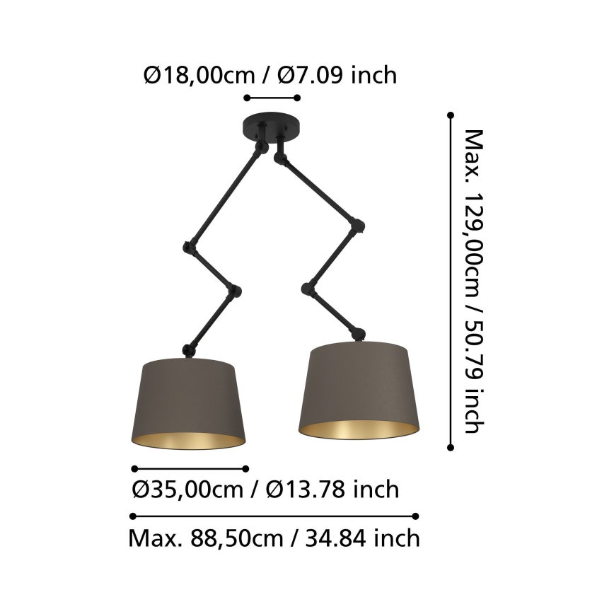 Eglo - Żyrandol na drążku 2xE27/40W/230V brązowy