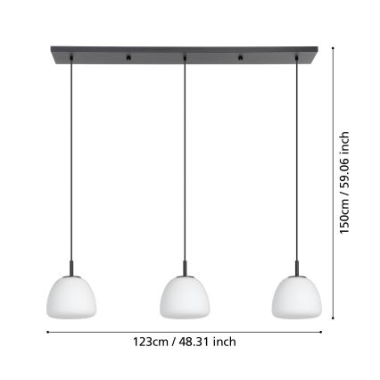 Eglo - Żyrandol na lince 3xE27/40W/230V czarny