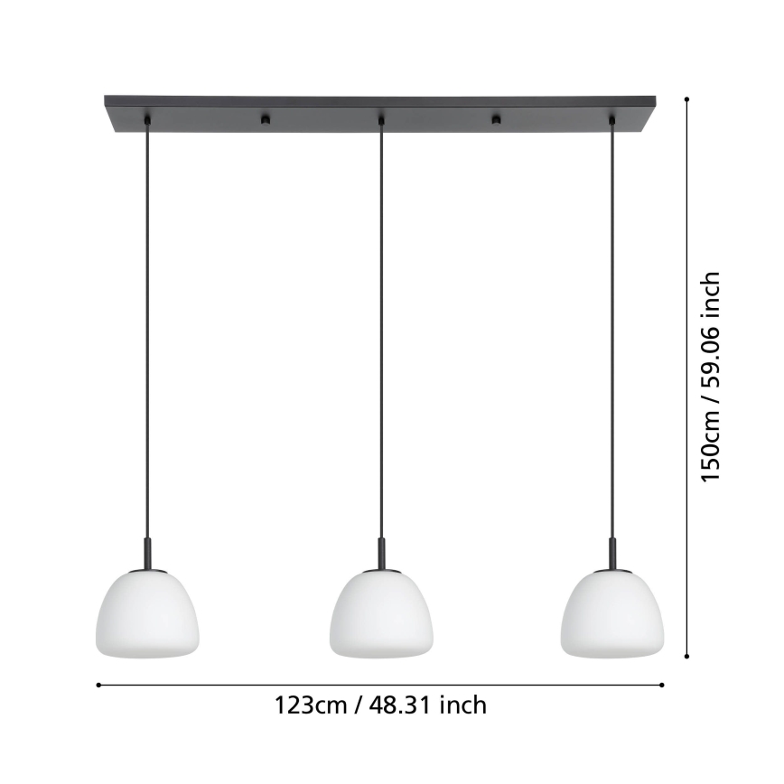 Eglo - Żyrandol na lince 3xE27/40W/230V czarny