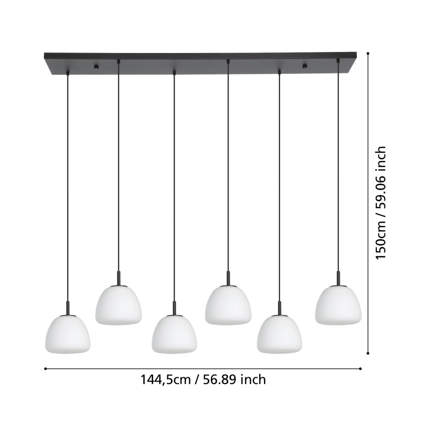 Eglo - Żyrandol na lince 6xE27/40W/230V czarny