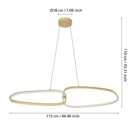 Eglo - LED Żyrandol ściemnialny na lince LED/37,5W/230V 3000K złoty