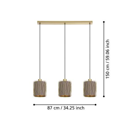 Eglo - Żyrandol na lince 3xE27/40W/230V złoty/brązowy