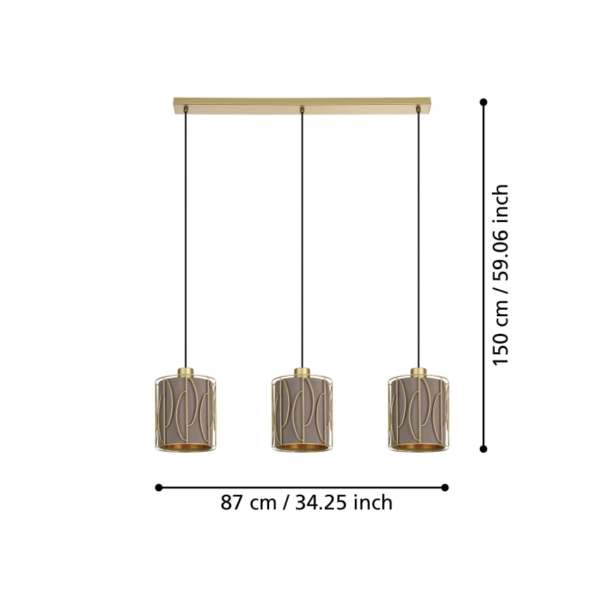 Eglo - Żyrandol na lince 3xE27/40W/230V złoty/brązowy