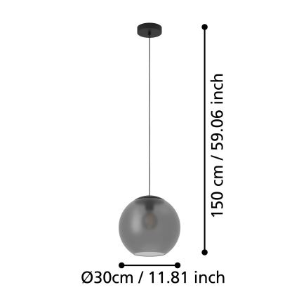 Eglo - Żyrandol na lince 1xE27/40W/230V dymny