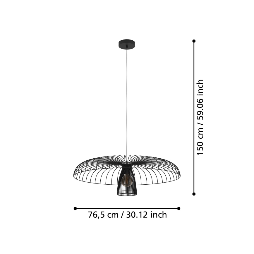 Eglo - Żyrandol na lince 1xE27/60W/230V śr. 77 cm czarny