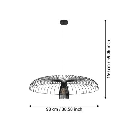 Eglo - Żyrandol na lince 1xE27/60W/230V śr. 98,5 cm czarny