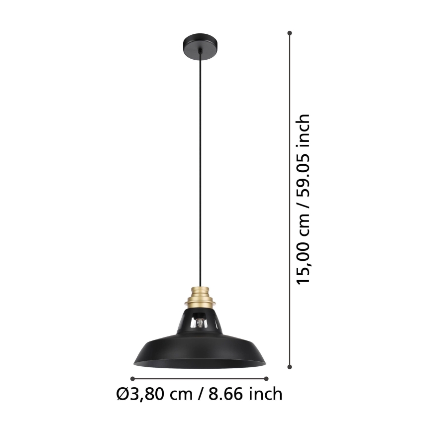 Eglo - Żyrandol na lince 1xE27/40W/230V czarny/złoty