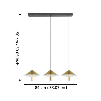 Eglo - LED Żyrandol ściemnialny na lince 3xLED/12W/230V 3000K złoty