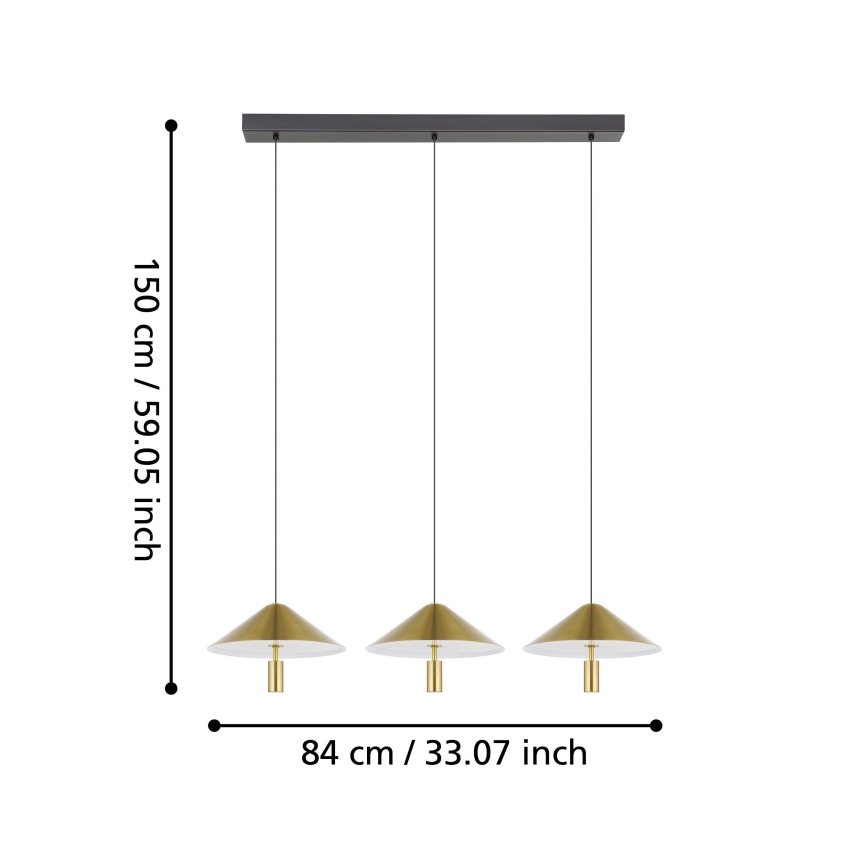 Eglo - LED Żyrandol ściemnialny na lince 3xLED/12W/230V 3000K złoty