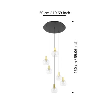 Eglo 390279 - LED Żyrandol ściemnialny na lince 6xLED/5,4W/230V 3000K śr. 54 cm złoty