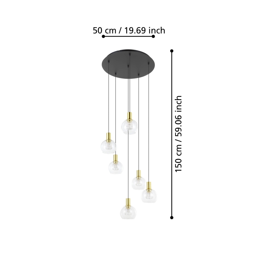 Eglo 390279 - LED Żyrandol ściemnialny na lince 6xLED/5,4W/230V 3000K śr. 54 cm złoty