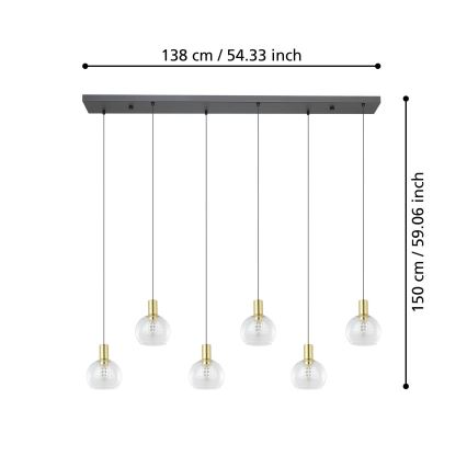 Eglo - LED Żyrandol ściemnialny na lince 6xLED/5,4W/230V 3000K złoty