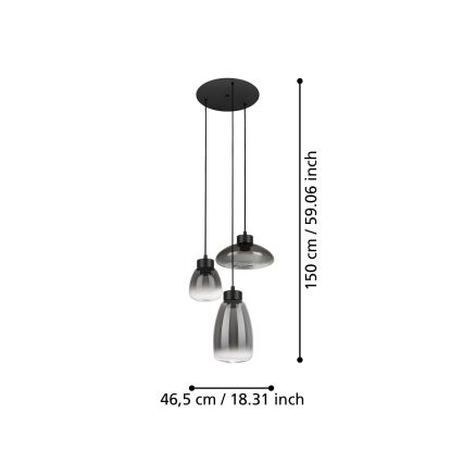 Eglo - LED Żyrandol ściemnialny na lince 3xLED/5,4W/230V 2700K dymny