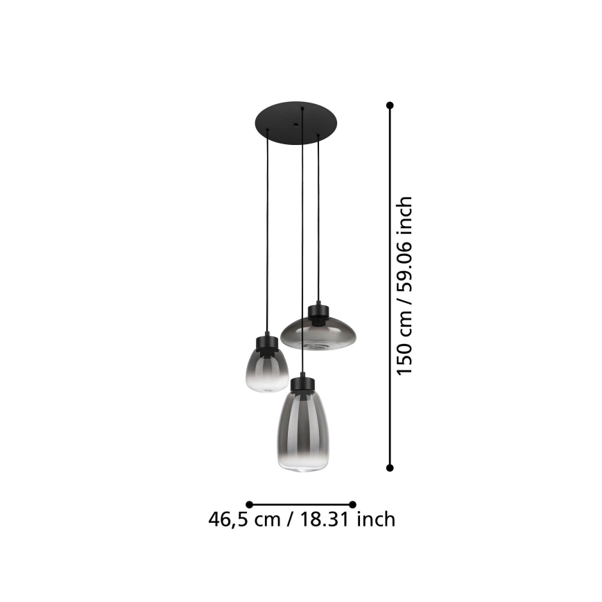 Eglo - LED Żyrandol ściemnialny na lince 3xLED/5,4W/230V 2700K dymny
