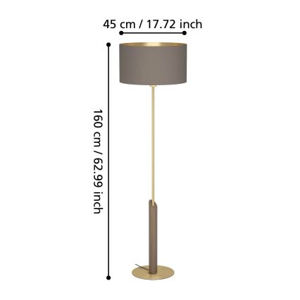 Eglo - Lampa podłogowa 1xE27/40W/230V brązowa/złota