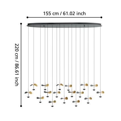Eglo - LED Żyrandol ściemnialny na lince 17xLED/2,3W/230V 3000K