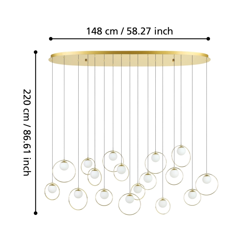 Eglo - LED Żyrandol ściemnialny na lince 17xLED/3W/230V 3000K złoty