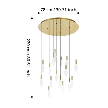 Eglo - LED Żyrandol ściemnialny na lince 16xLED/3,3W/230V 3000K śr. 78 cm złoty