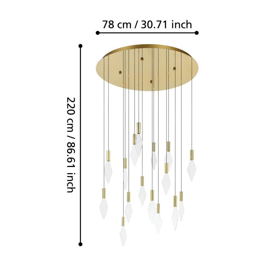 Eglo - LED Żyrandol ściemnialny na lince 16xLED/3,3W/230V 3000K śr. 78 cm złoty