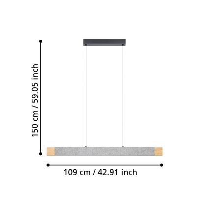 Eglo - LED Żyrandol ściemnialny na lince LED/22,2W/230V 3000K brązowy/szary