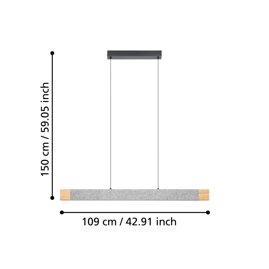 Eglo - LED Żyrandol ściemnialny na lince LED/22,2W/230V 3000K brązowy/szary