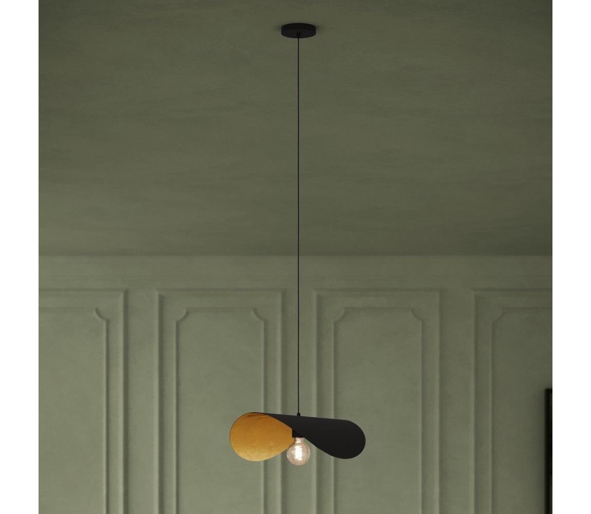 Eglo 390393 - Żyrandol na lince SACEDA 1xE27/40W/230V 53 cm czarny/złoty
