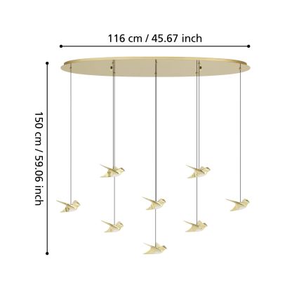 Eglo - LED Żyrandol ściemnialny na lince 8xLED/4,2W/230V 3000K złoty