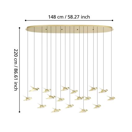 Eglo - LED Żyrandol ściemnialny na lince 17xLED/3W/230V 3000K złoty