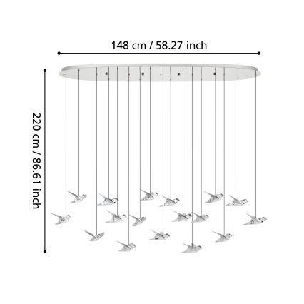 Eglo - LED Żyrandol ściemnialny na lince 17xLED/3W/230V 3000K chrom błyszczący