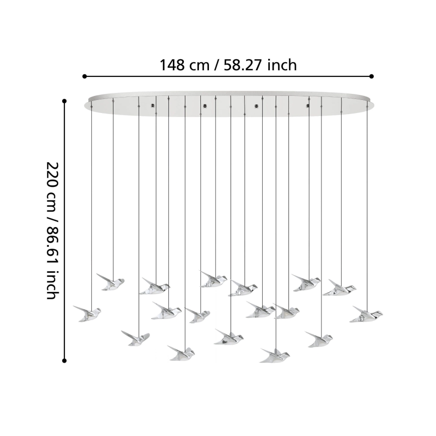 Eglo - LED Żyrandol ściemnialny na lince 17xLED/3W/230V 3000K chrom błyszczący
