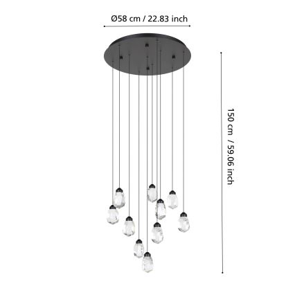 Eglo - LED Żyrandol ściemnialny na lince 10xLED/3W/230V 3000K czarny/przezroczysty