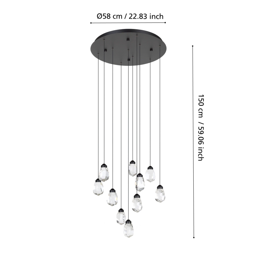 Eglo - LED Żyrandol ściemnialny na lince 10xLED/3W/230V 3000K czarny/przezroczysty