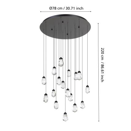 Eglo - LED Żyrandol ściemnialny na lince 17xLED/3W/230V 3000K czarny/przezroczysty