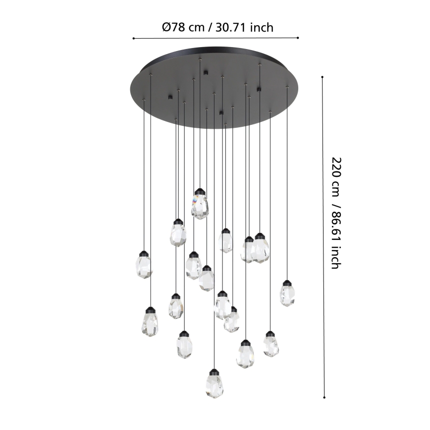 Eglo - LED Żyrandol ściemnialny na lince 17xLED/3W/230V 3000K czarny/przezroczysty
