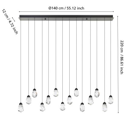 Eglo - LED Żyrandol ściemnialny na lince 14xLED/3W/230V 3000K czarny/przezroczysty
