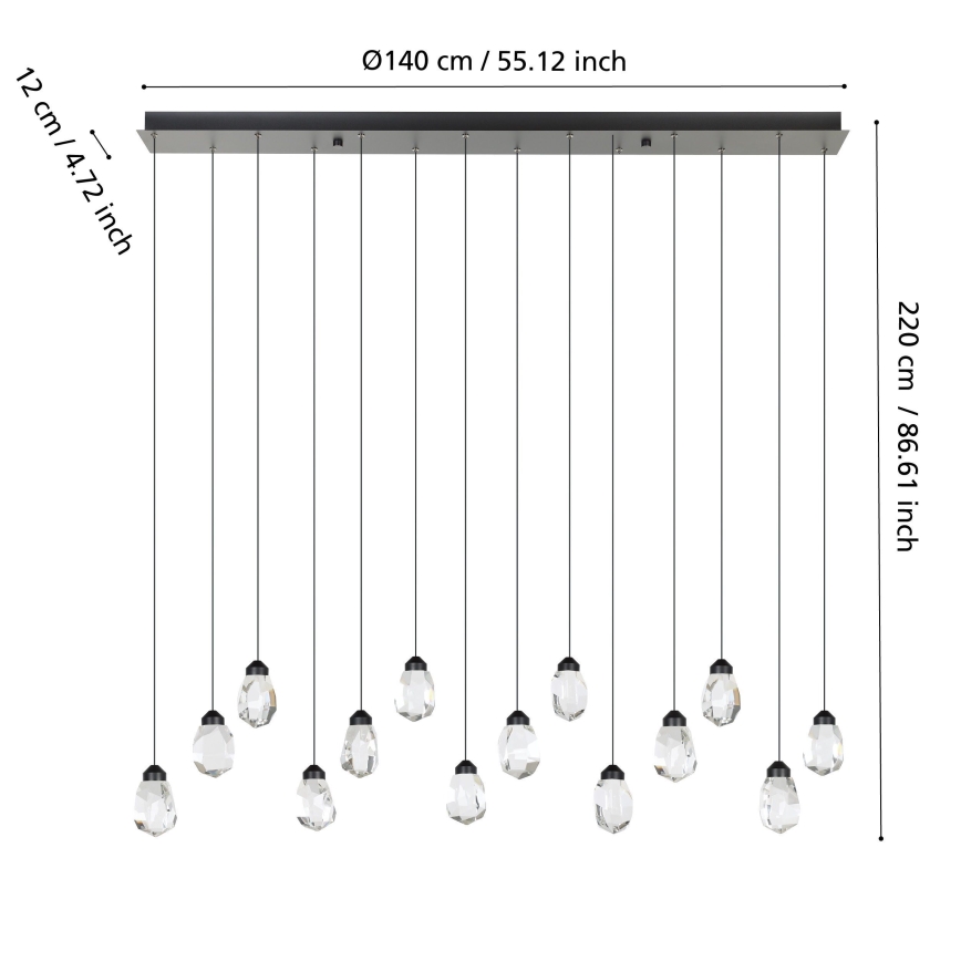 Eglo - LED Żyrandol ściemnialny na lince 14xLED/3W/230V 3000K czarny/przezroczysty