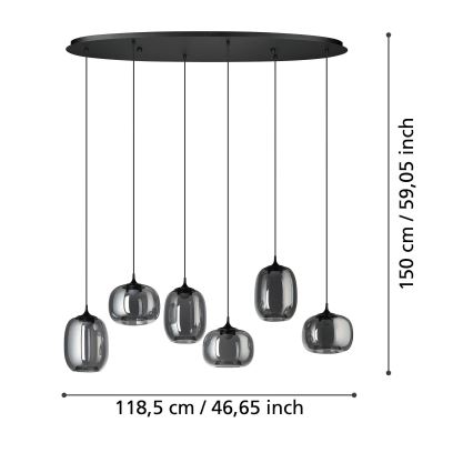 Eglo - LED Żyrandol ściemnialny na lince 6xLED/3,7W/230V 2700-6500K dymny + zdalne sterowanie