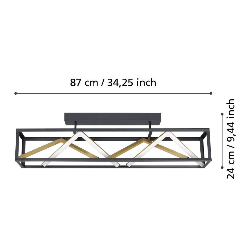 Eglo - LED Ściemnialny żyrandol natynkowy LED/45W/230V 2700-6500K czarny/złoty + zdalne sterowanie