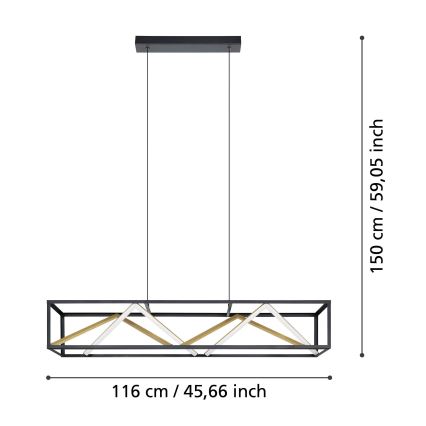 Eglo - LED Żyrandol ściemnialny na lince LED/46W/230V 2700-6500K czarny/złoty + zdalne sterowanie
