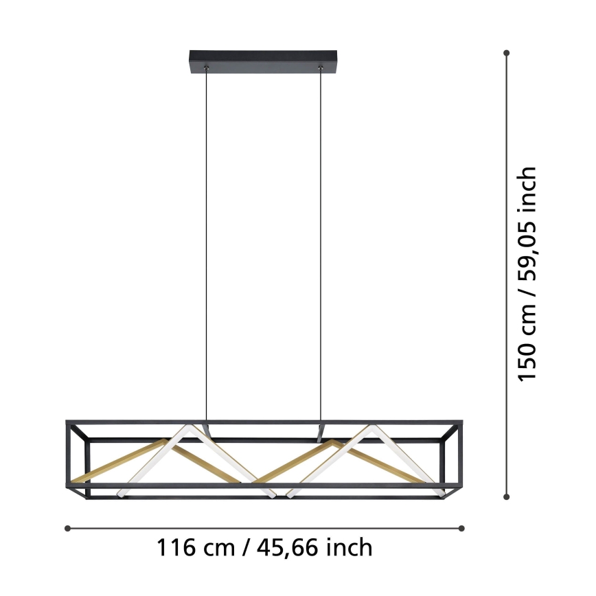Eglo - LED Żyrandol ściemnialny na lince LED/46W/230V 2700-6500K czarny/złoty + zdalne sterowanie